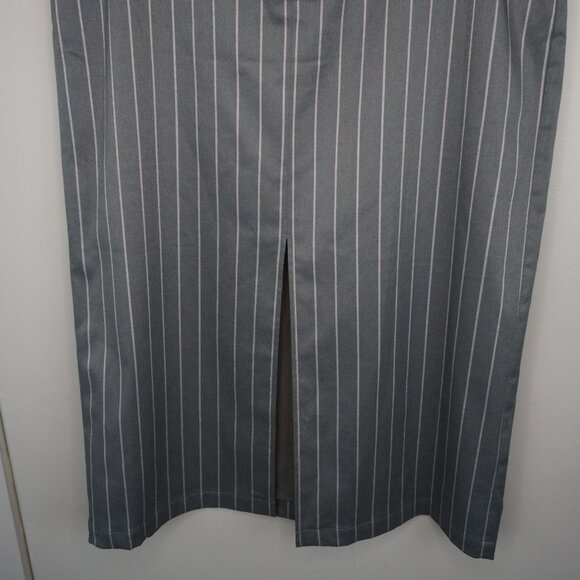 L’AGENCE Madonna Pinstripe Midi Pencil Skirt in Grey size 14 NWT - Picture 4 of 12